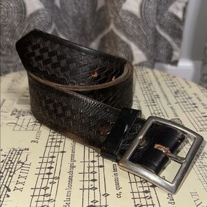 Jaypee Embossed Dark Brown Bridle Cowhide Leather Belt